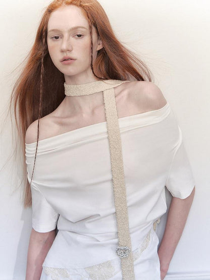 AnnoMundi Ceintures en coton beige romantiques, tissées à la main au crochet, style bohème ethnique, pour femmes