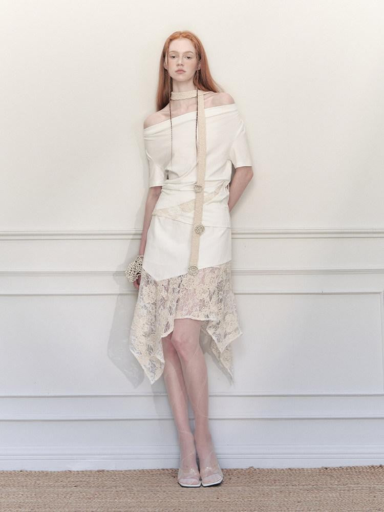AnnoMundi Ceintures en coton beige romantiques, tissées à la main au crochet, style bohème ethnique, pour femmes