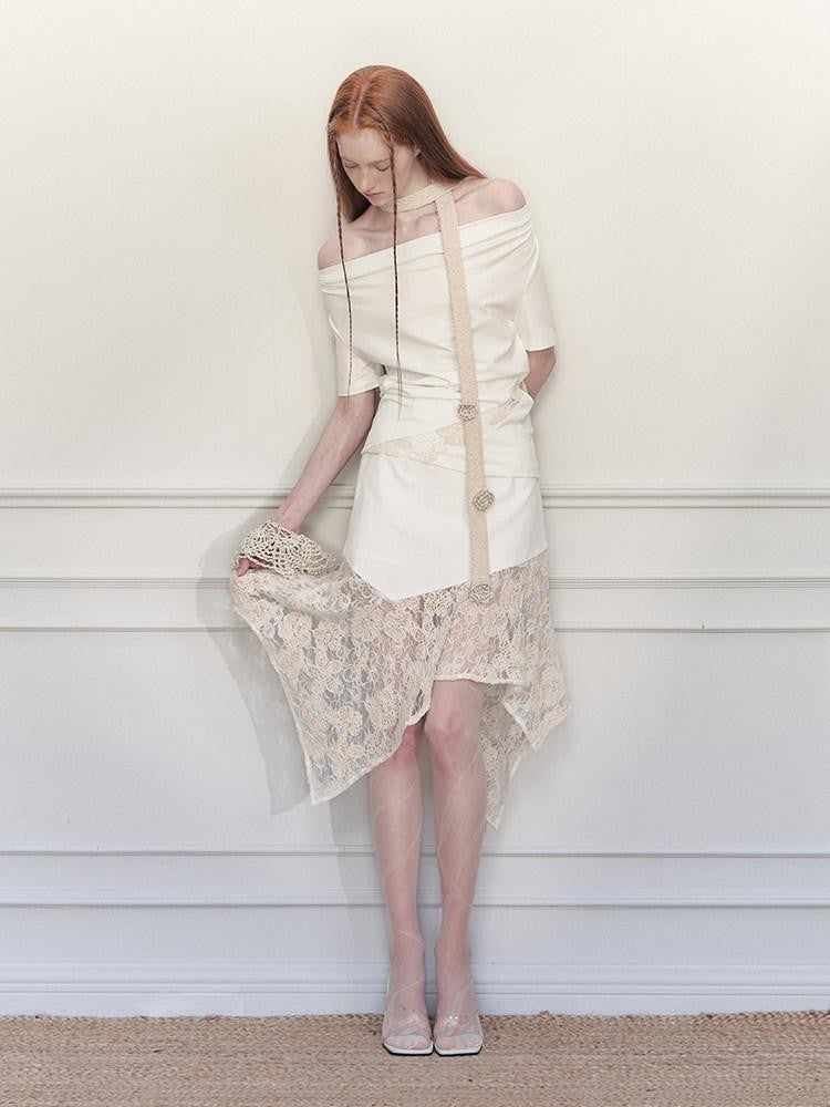 AnnoMundi Ceintures en coton beige romantiques, tissées à la main au crochet, style bohème ethnique, pour femmes