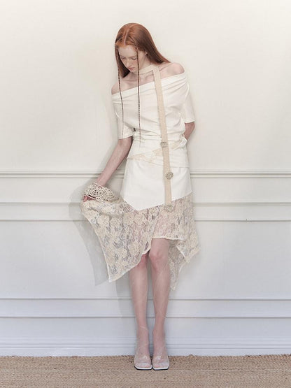 AnnoMundi Ceintures en coton beige romantiques, tissées à la main au crochet, style bohème ethnique, pour femmes