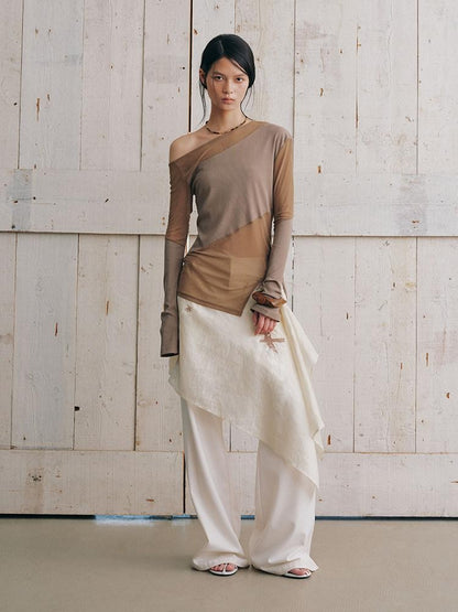 AnnoMundi Beige Sheer Embroidered Wrap Women&