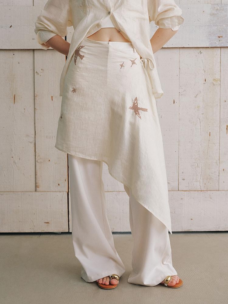 AnnoMundi Beige Sheer Embroidered Wrap Women&