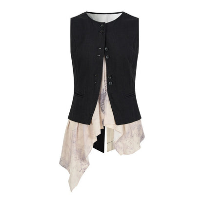 AnnoMundi_Black_Beige_Colorblock_Asymmetric_Patchwork_Tie_Women&