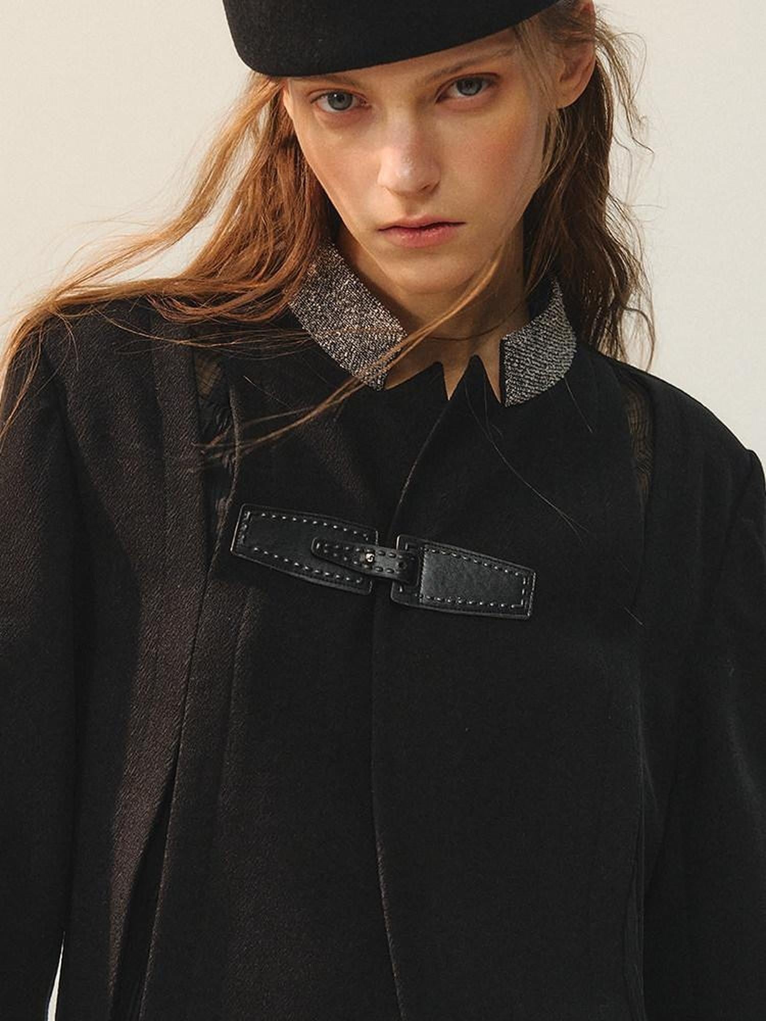 AnnoMundi Blazers en polyester pour femmes, fermeture à boucle noire, empiècement déstructuré avec fente