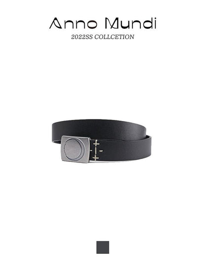 AnnoMundi Ceinture en cuir pleine fleur pour femmes avec boucle en métal mat en forme de croissant de lune noir