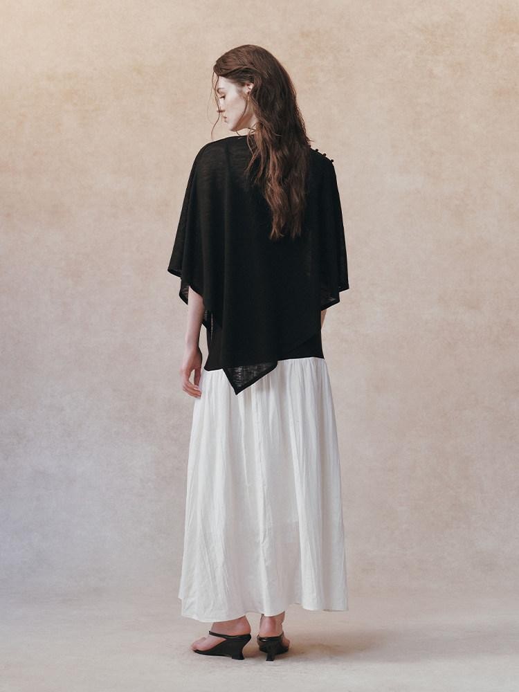 AnnoMundi Black Detachable Shawl Crinkled Ramie Women&