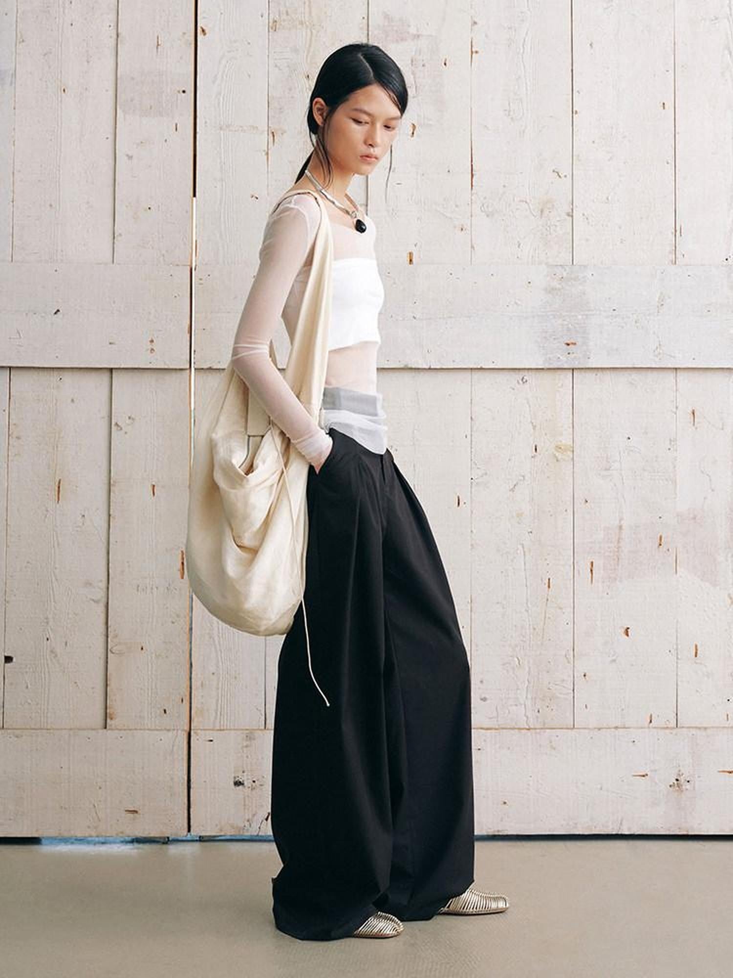 AnnoMundi Black Draped Double Pleat Belted Vintage Women&