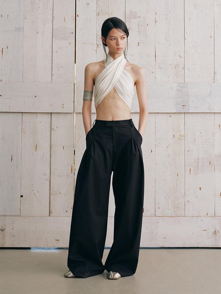 AnnoMundi Black Draped Double Pleat Belted Vintage Women&