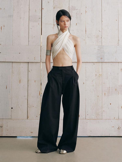 AnnoMundi Black Draped Double Pleat Belted Vintage Women&