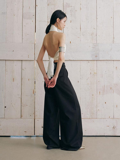 AnnoMundi Black Draped Double Pleat Belted Vintage Women&