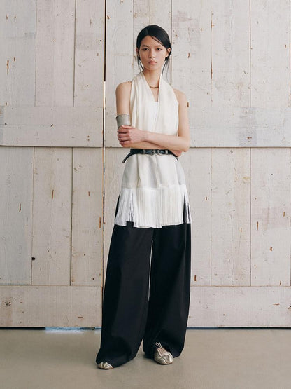 AnnoMundi Black Draped Double Pleat Belted Vintage Women&