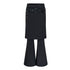 AnnoMundi Jupe noire superposée, taille haute, coupe slim, fluide, micro-évasée, pantalon en nylon évasé pour femme