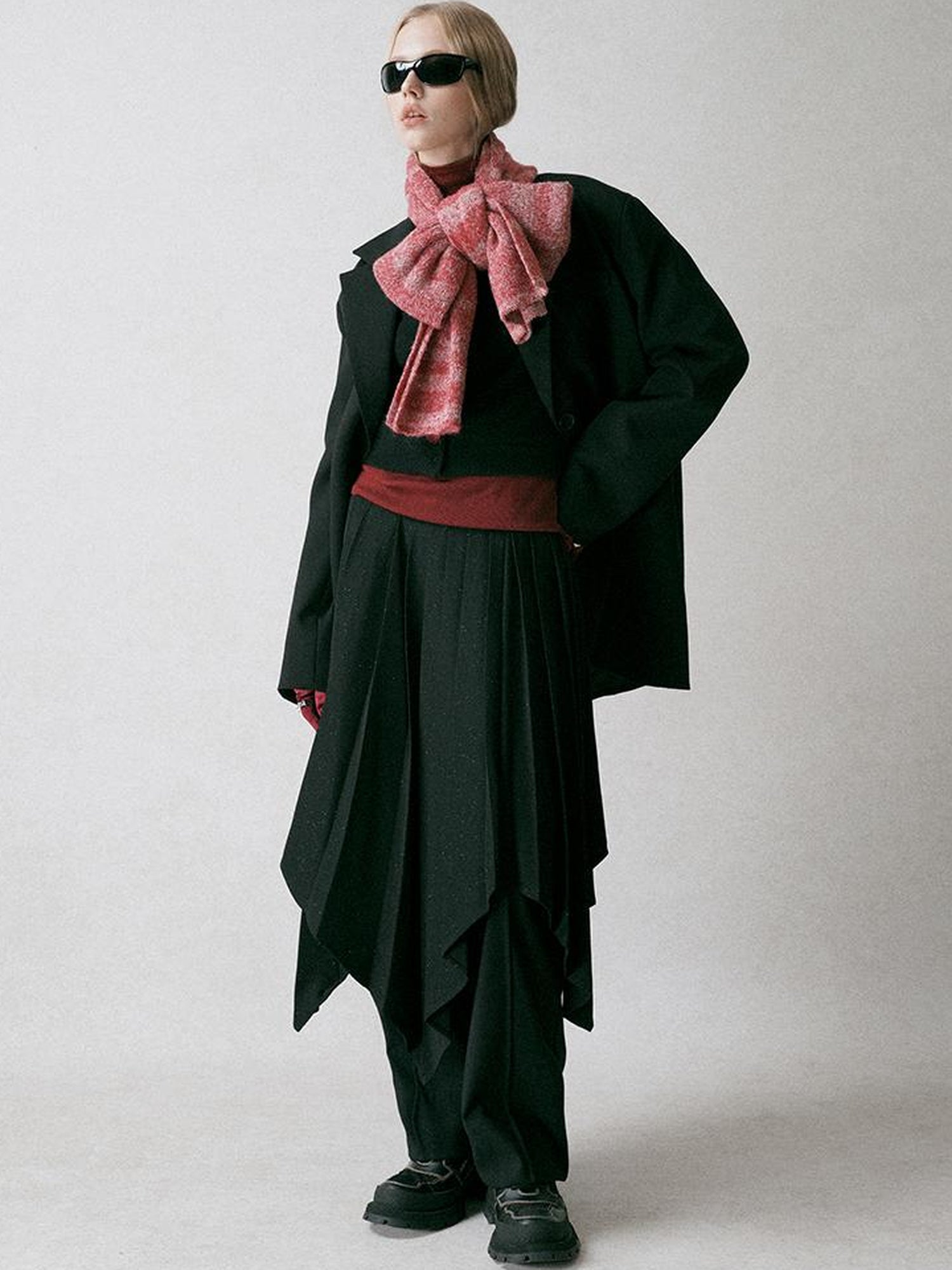 AnnoMundi Black Shoulder Wool Knit Cardigan With 3D Rose And Bow