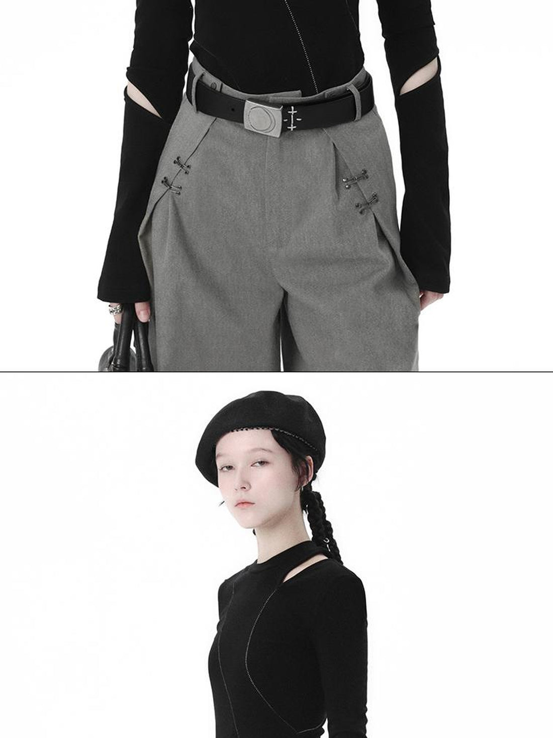AnnoMundi Black Sweet Cool Hollow Out Slim Knit Top