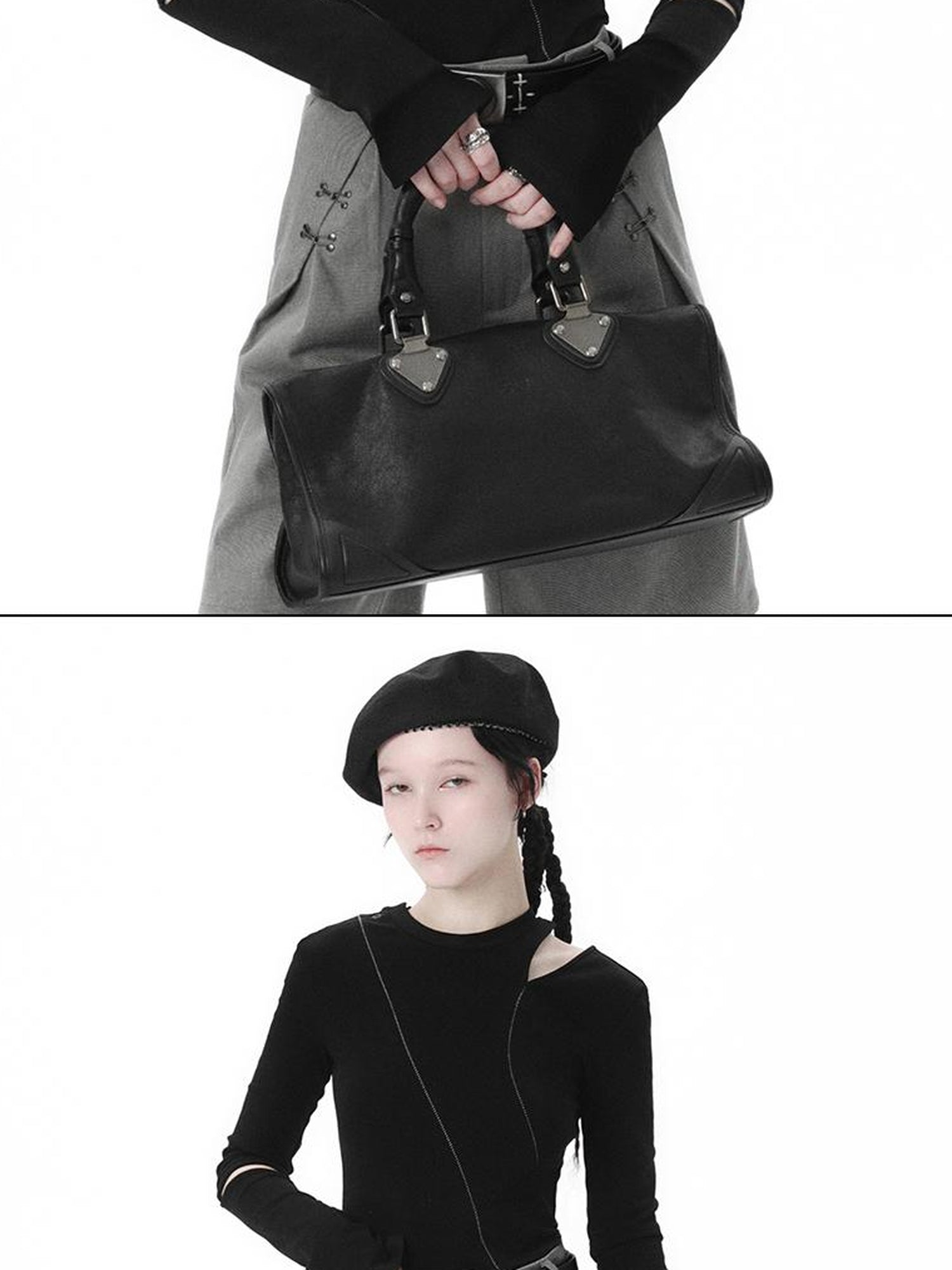 AnnoMundi Black Sweet Cool Hollow Out Slim Knit Top
