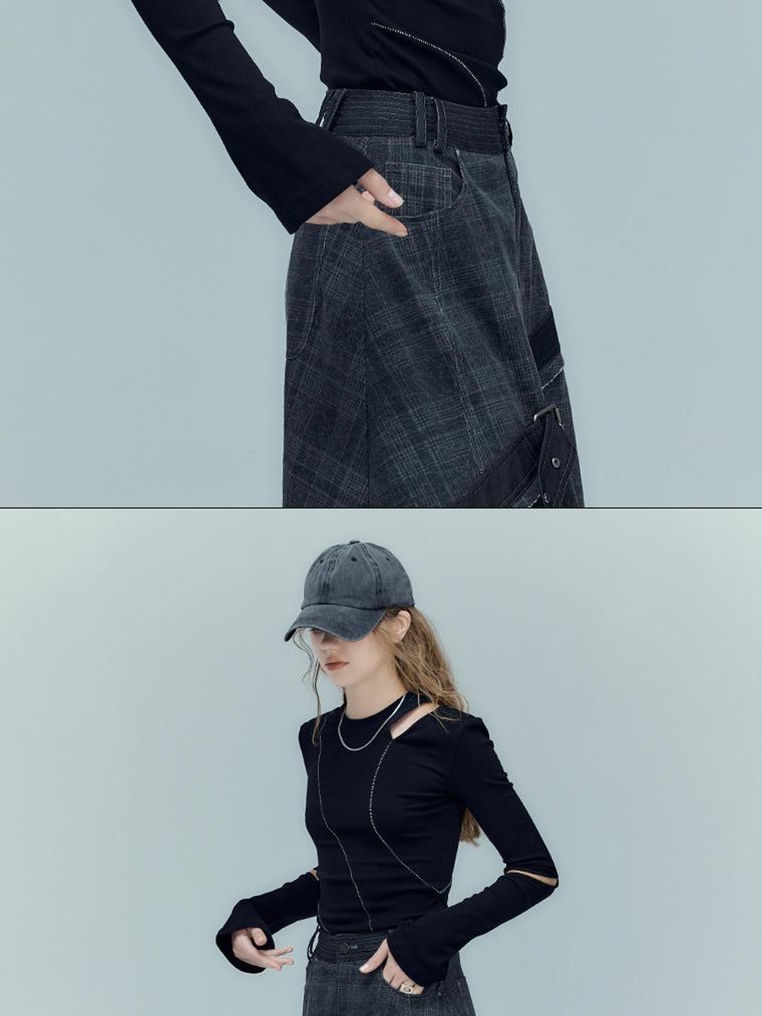 AnnoMundi Black Sweet Cool Hollow Out Slim Knit Top