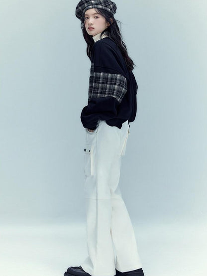 AnnoMundi Black White Classic Embroidered Plaid Checked Women&