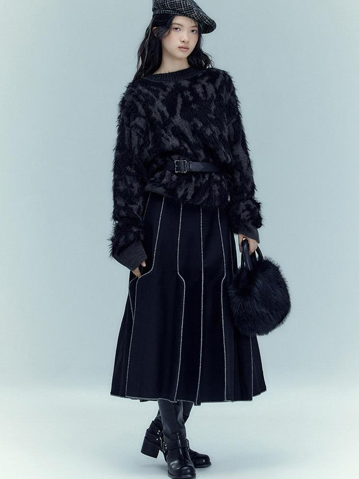 AnnoMundi Black White Classic Embroidered Plaid Checked Women&