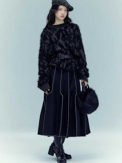AnnoMundi Black White Classic Embroidered Plaid Checked Women&