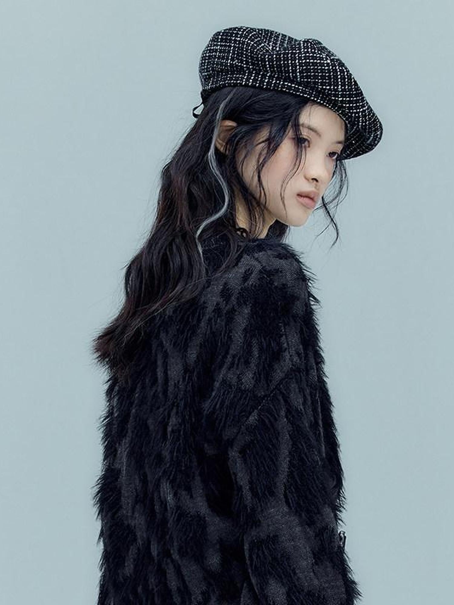 AnnoMundi Black White Classic Embroidered Plaid Checked Women&