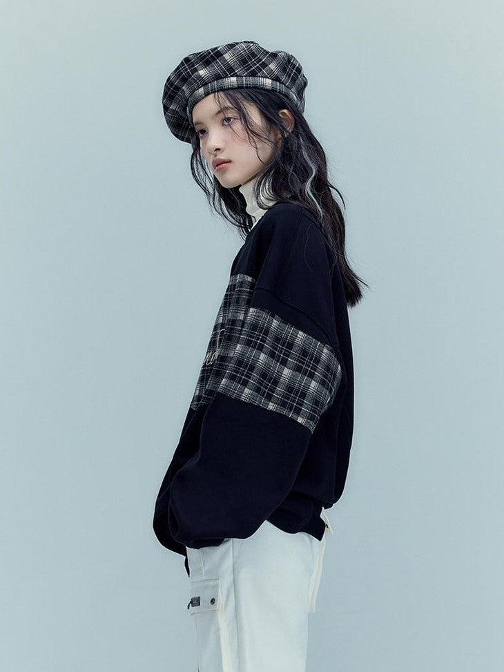 AnnoMundi Black White Classic Embroidered Plaid Checked Women&