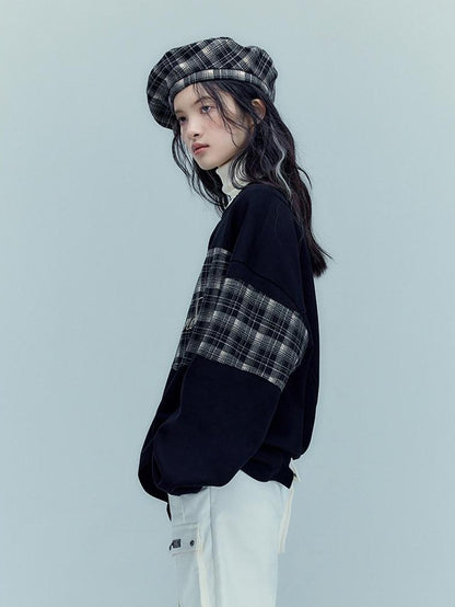 AnnoMundi Black White Classic Embroidered Plaid Checked Women&