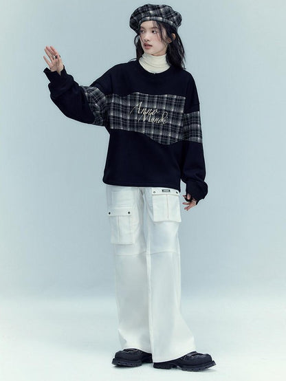 AnnoMundi Black White Classic Embroidered Plaid Checked Women&