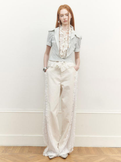 AnnoMundi Blue Lace Illusion Striped Shirt