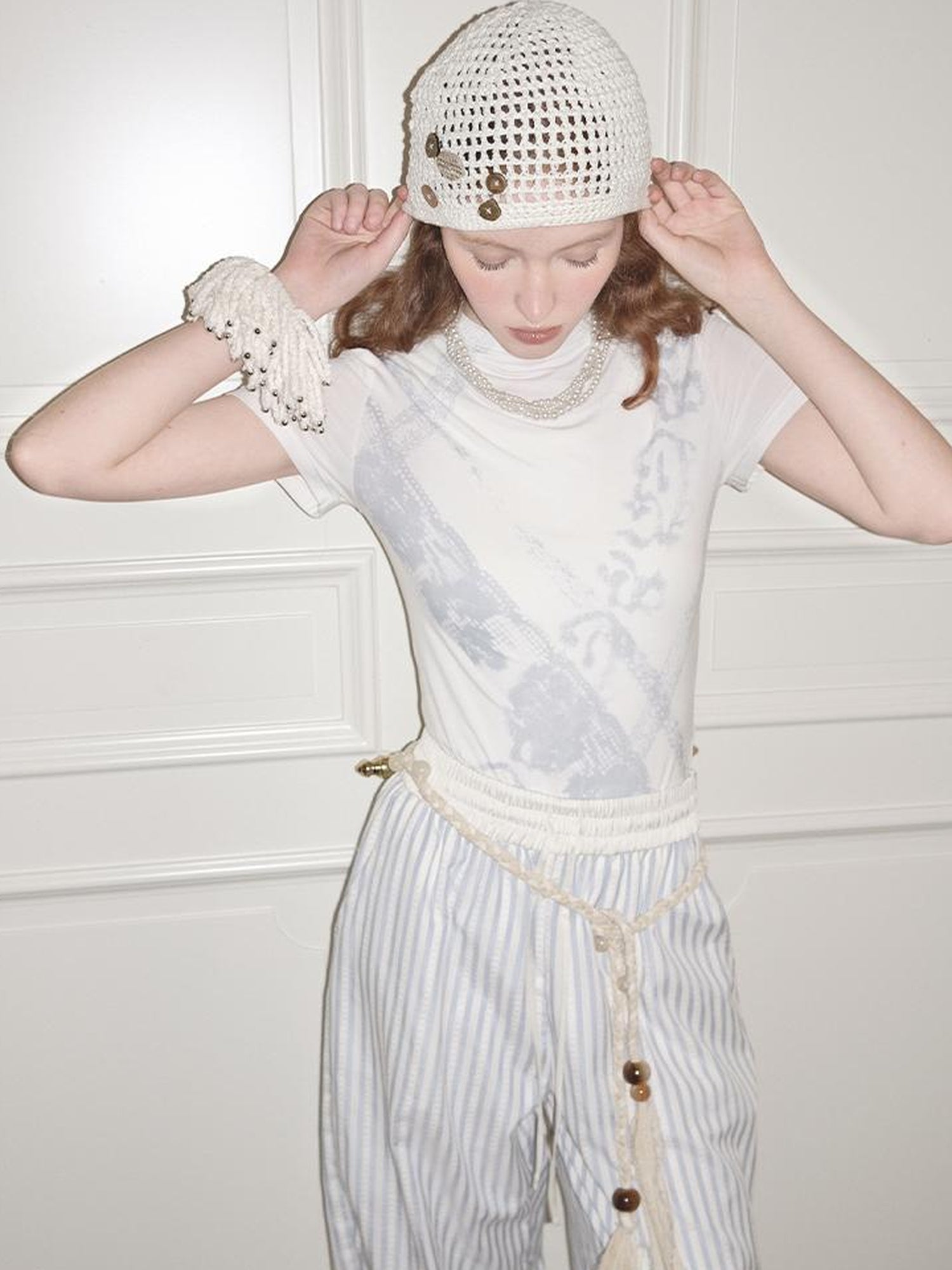 AnnoMundi Blue White Striped Loose Wide Leg Pants