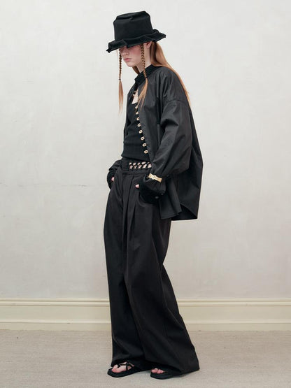 AnnoMundi Braided Texture Wide Leg Trousers