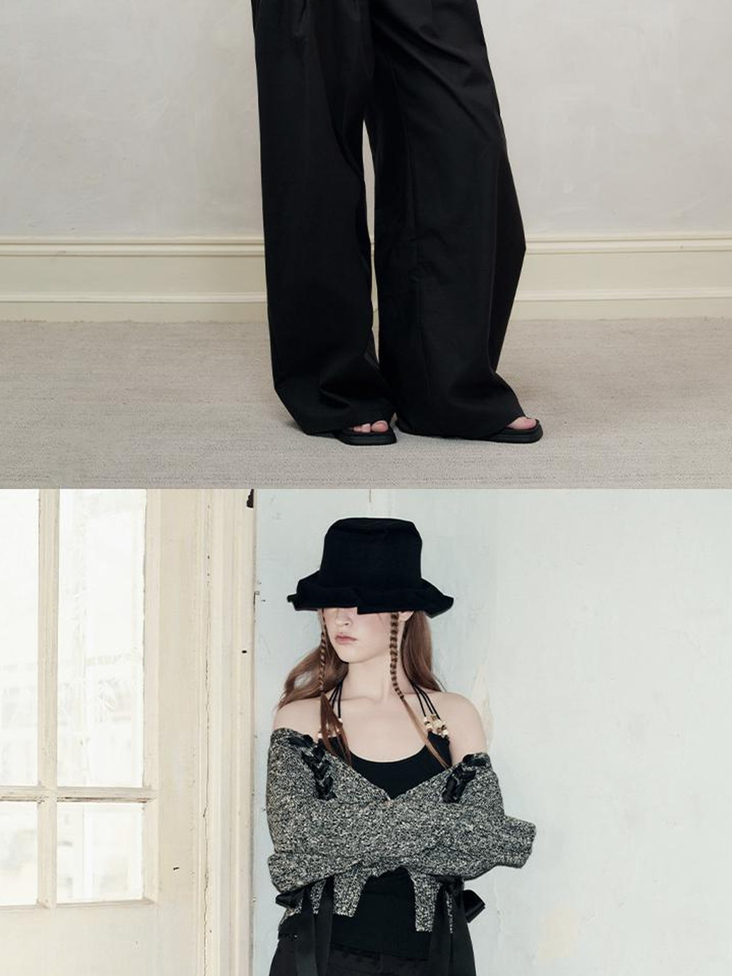 AnnoMundi Braided Texture Wide Leg Trousers
