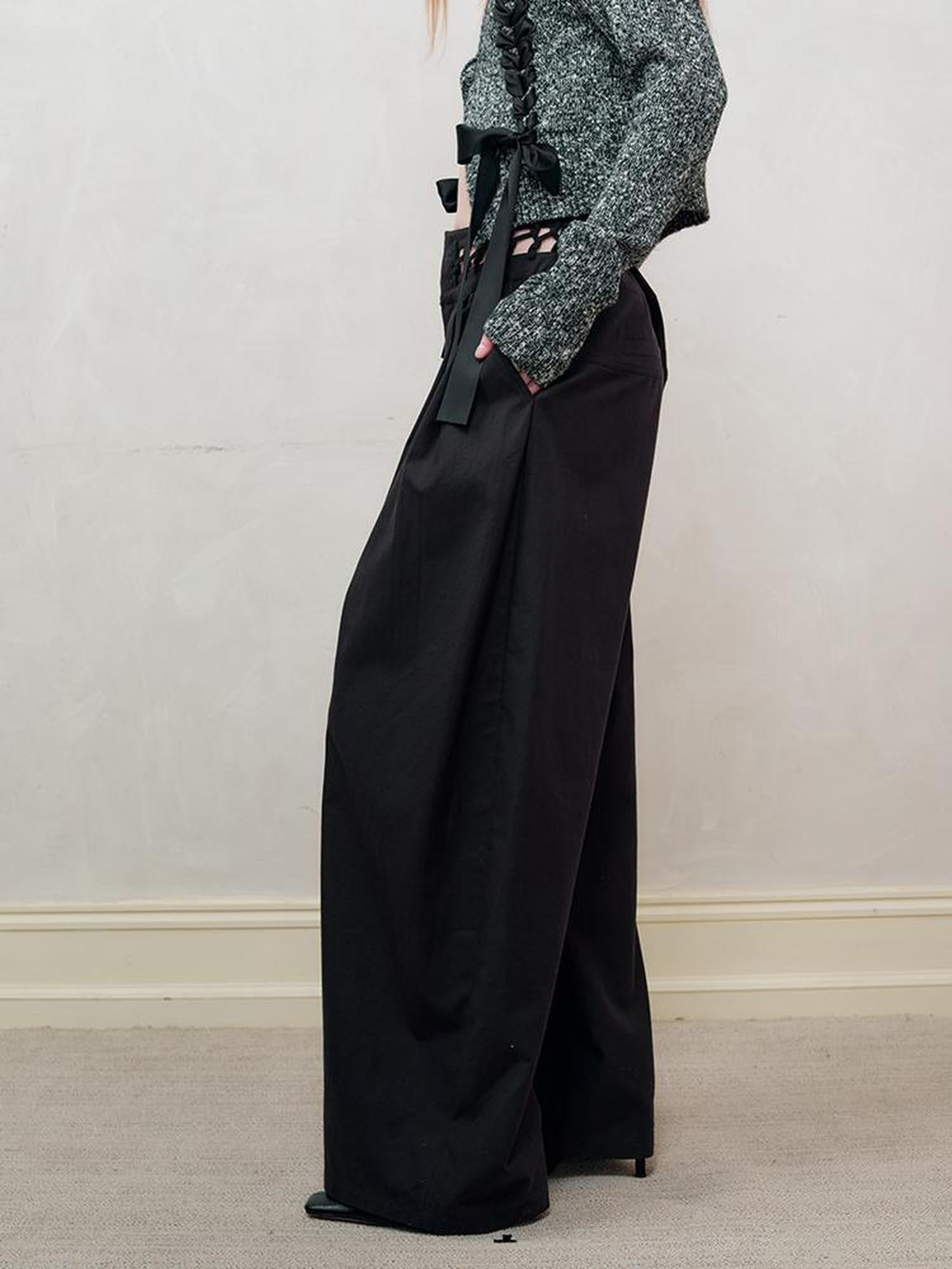 AnnoMundi Braided Texture Wide Leg Trousers