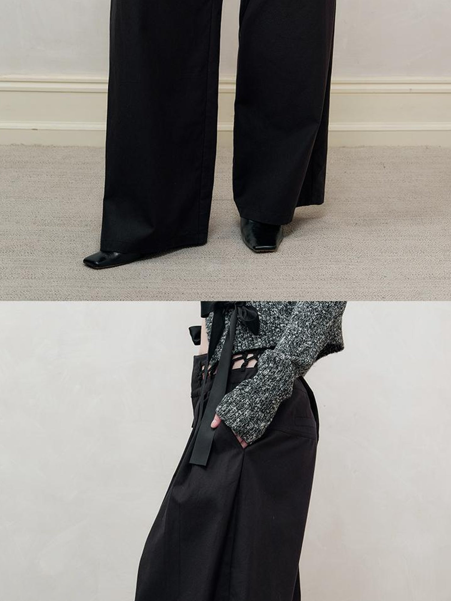 AnnoMundi Braided Texture Wide Leg Trousers