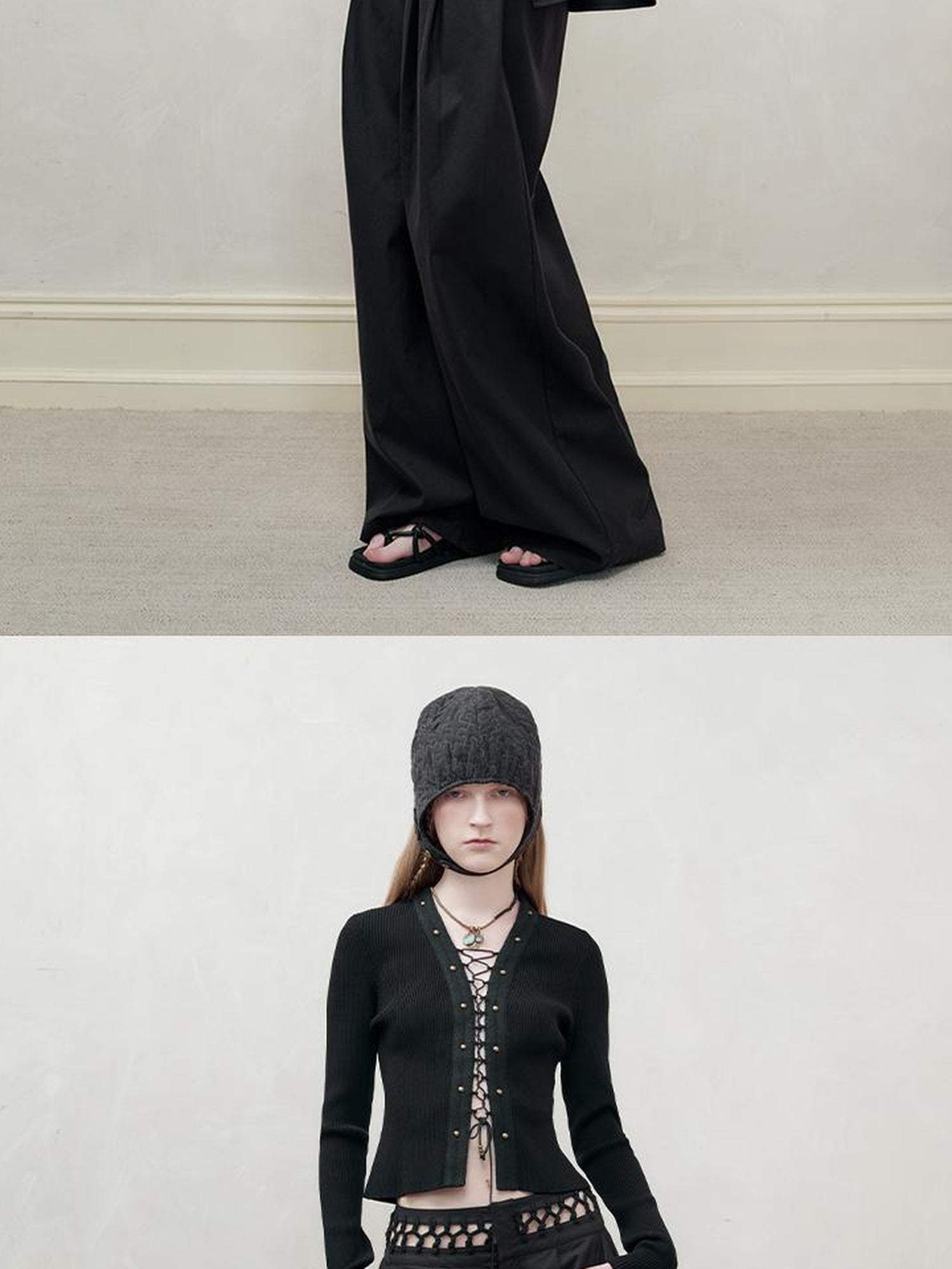 AnnoMundi Braided Texture Wide Leg Trousers