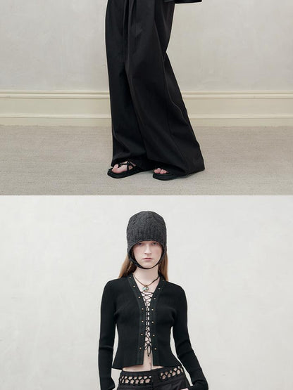 AnnoMundi Braided Texture Wide Leg Trousers
