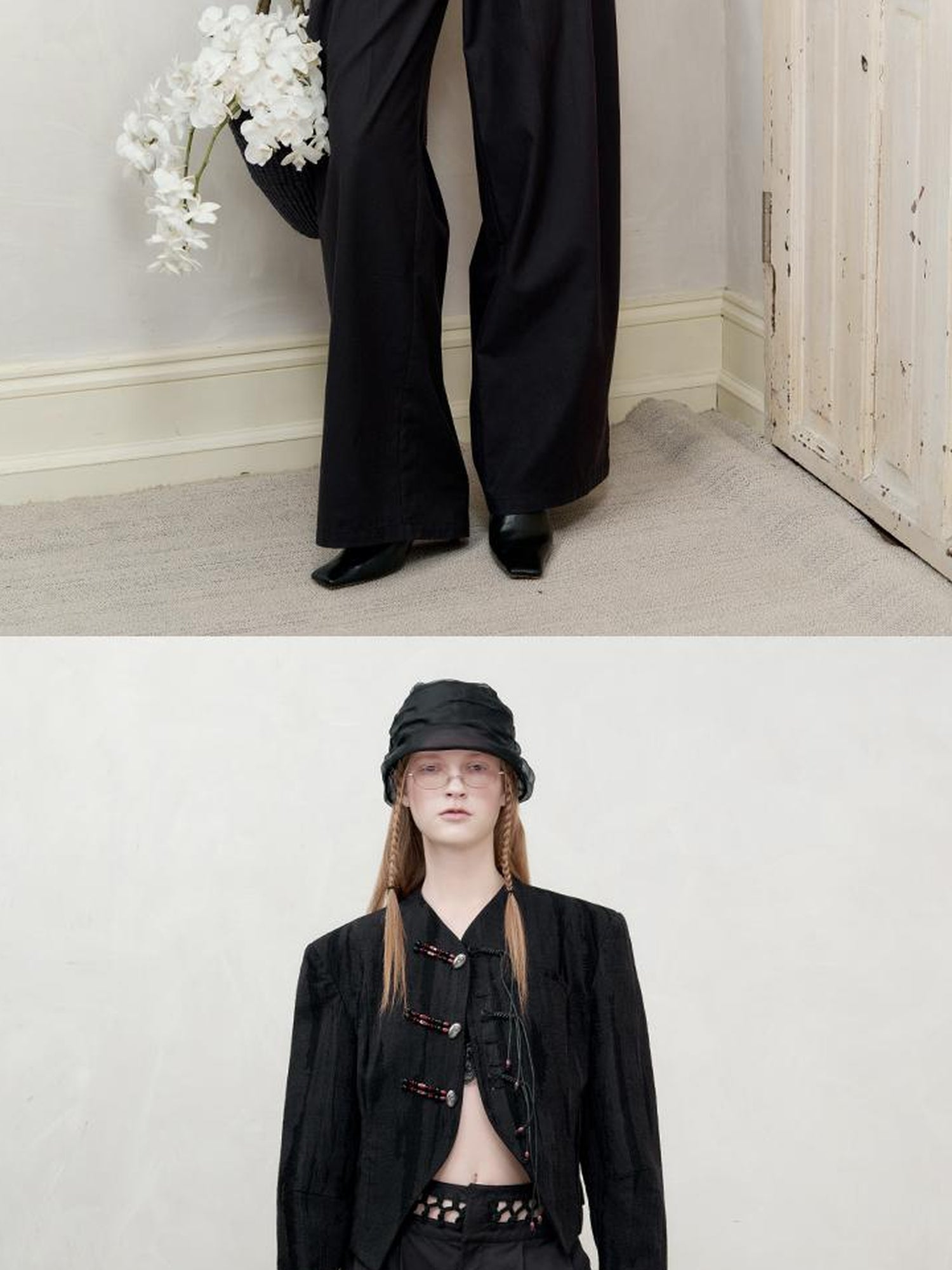 AnnoMundi Braided Texture Wide Leg Trousers