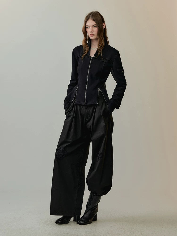 AnnoMundi Breathable Cotton Blend Loose Fit Zip Front Cardigan Commuter Jacket