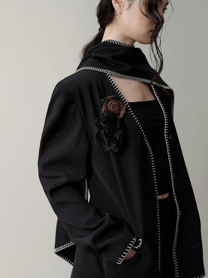 AnnoMundi Broken Rose V Neck Blazer