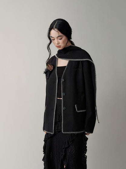 AnnoMundi Broken Rose V Neck Blazer