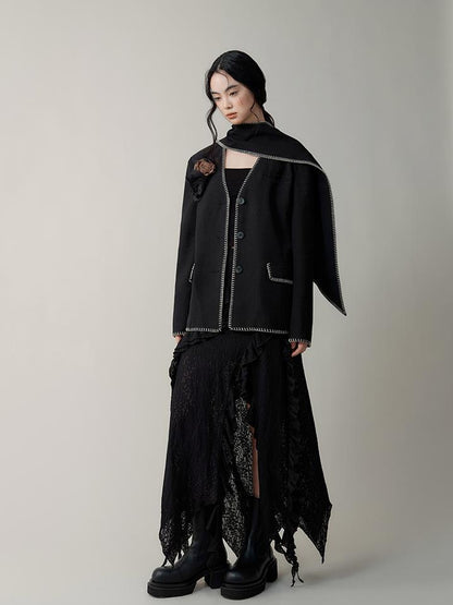 AnnoMundi Broken Rose V Neck Blazer