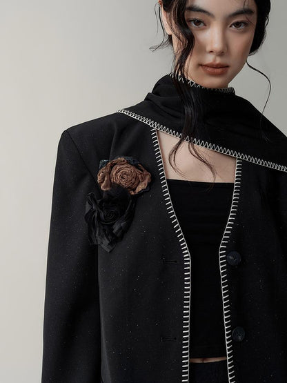 AnnoMundi Broken Rose V Neck Blazer