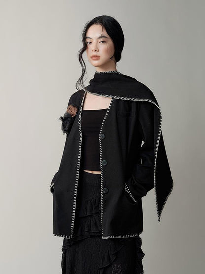 AnnoMundi Broken Rose V Neck Blazer
