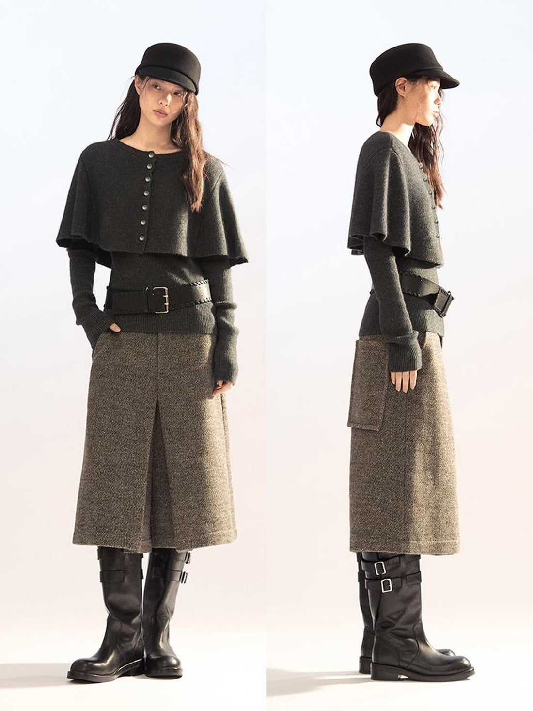 AnnoMundi Cape Button Knit Wool Blend Women&