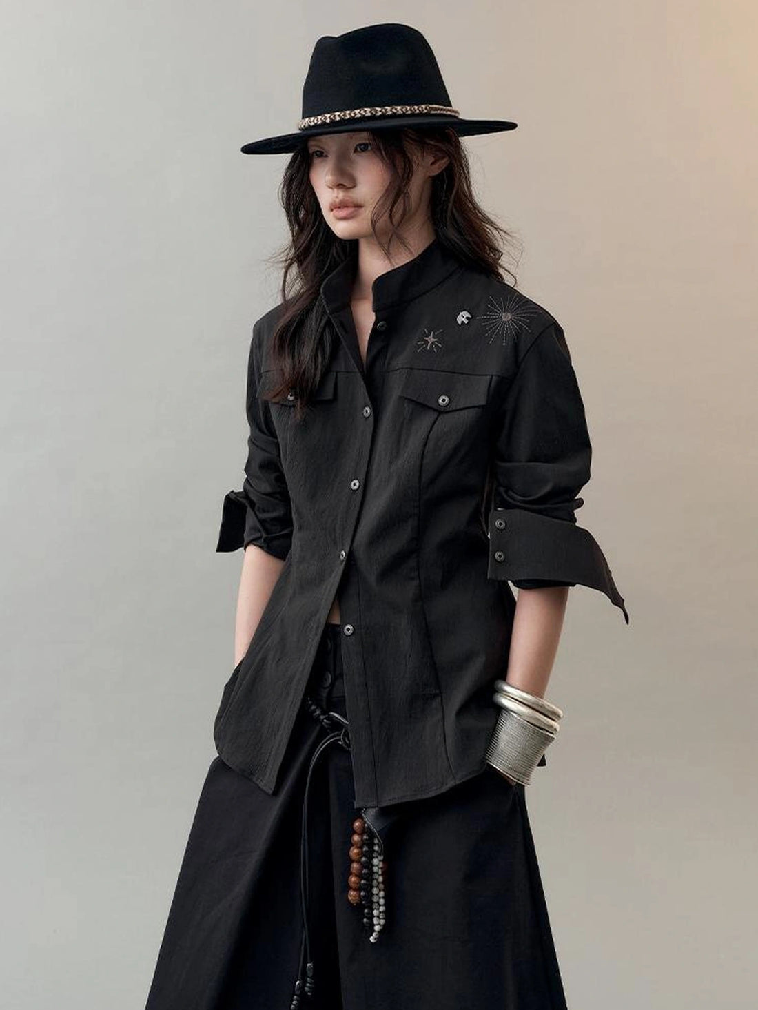 AnnoMundi Cashmere Wool Classic Black White Ladies Hat Hat