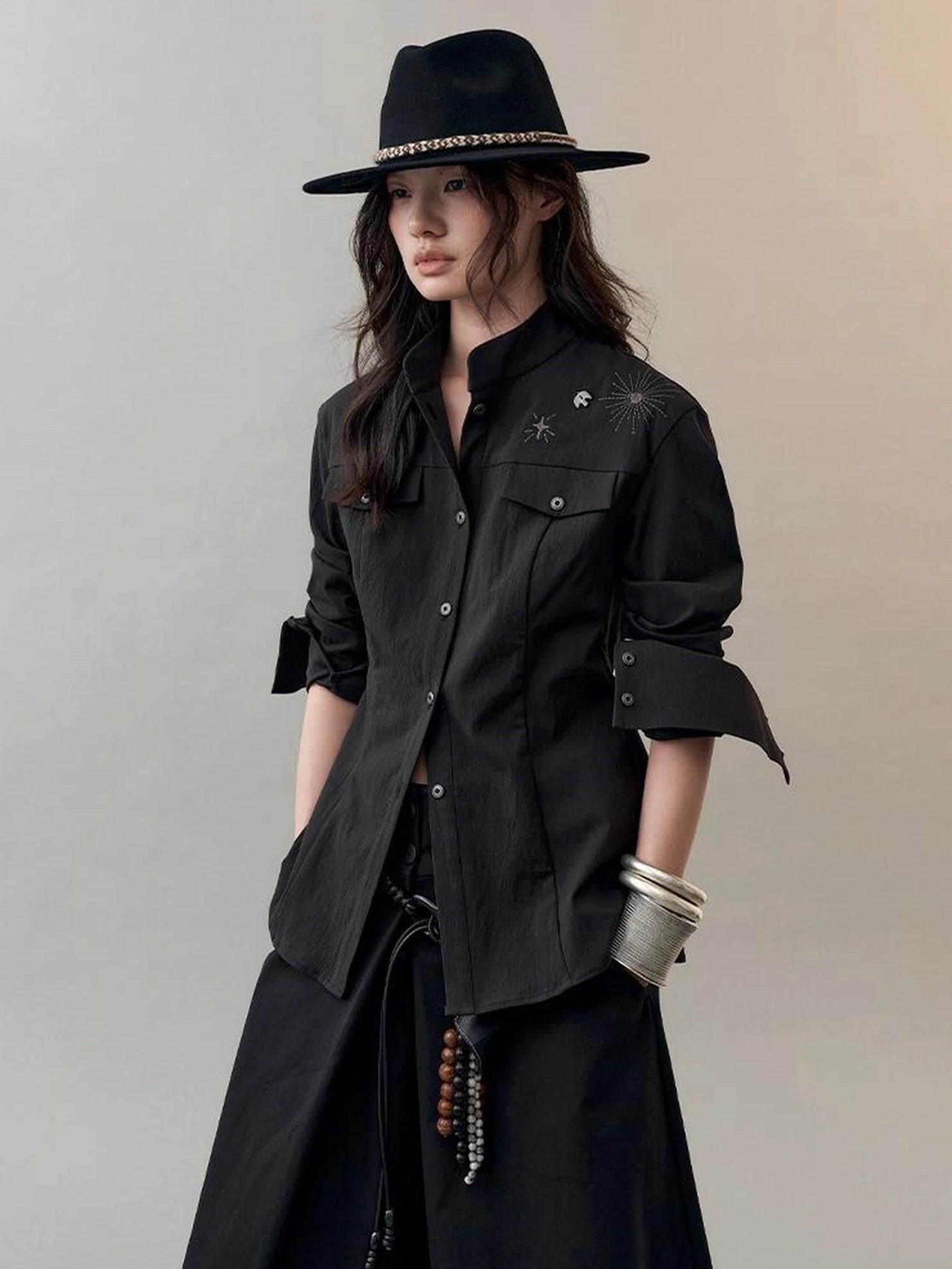 AnnoMundi Cashmere Wool Classic Black White Ladies Hat Hat