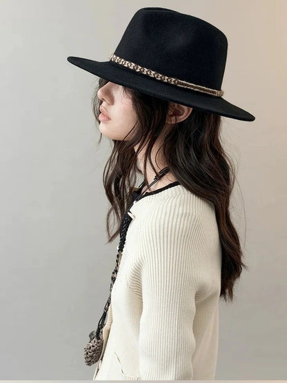 AnnoMundi Cashmere Wool Classic Black White Ladies Hat Hat