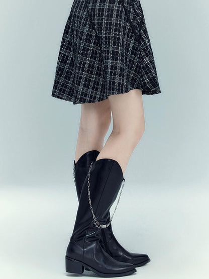 AnnoMundi Chain Chelsea Boots With Punk Studs Side Zipper