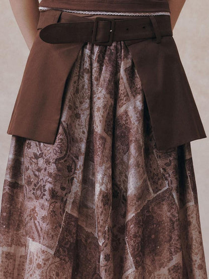 AnnoMundi Chinese Asymmetric Print Detachable Panel Patchwork Women&