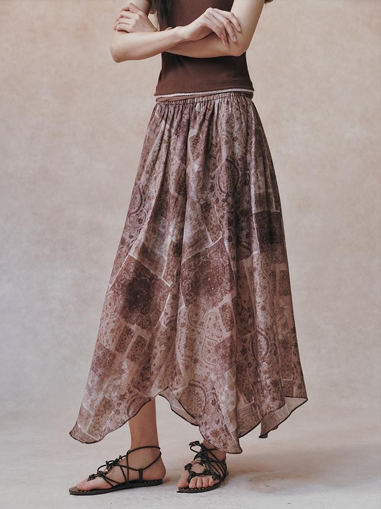 AnnoMundi Chinese Asymmetric Print Detachable Panel Patchwork Women&