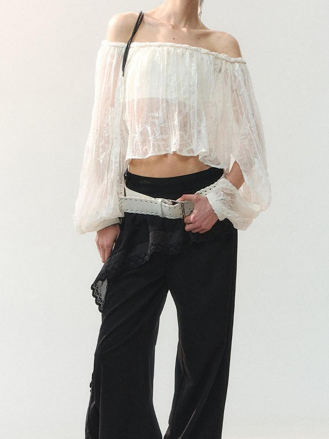 AnnoMundi Cloud Braid Neck Textured Pleated Bardot Women&